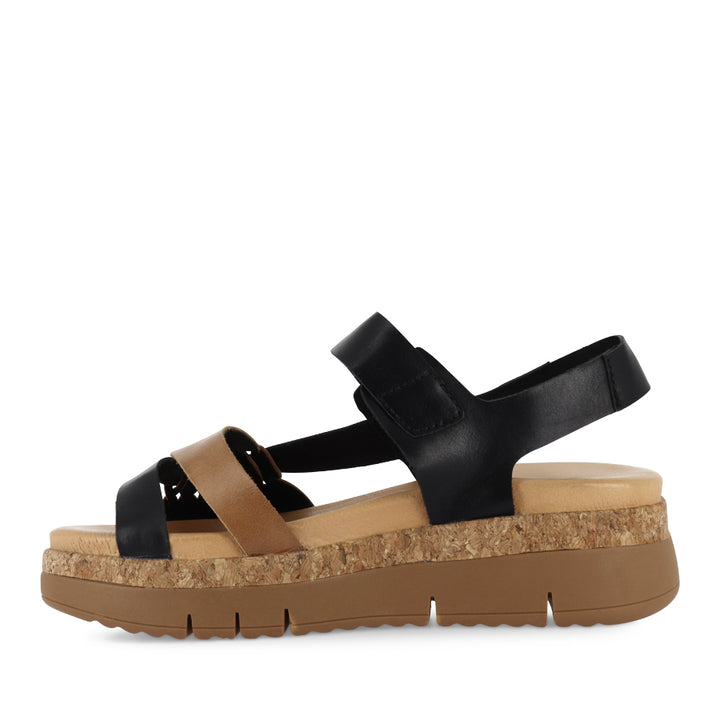 JAYEL - TAN BLACK LEATHER