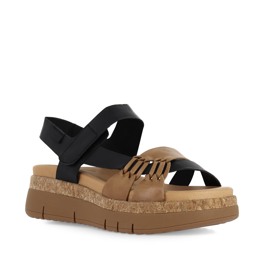 JAYEL - TAN BLACK LEATHER