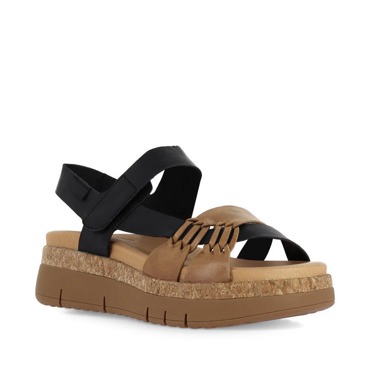 JAYEL - TAN BLACK LEATHER