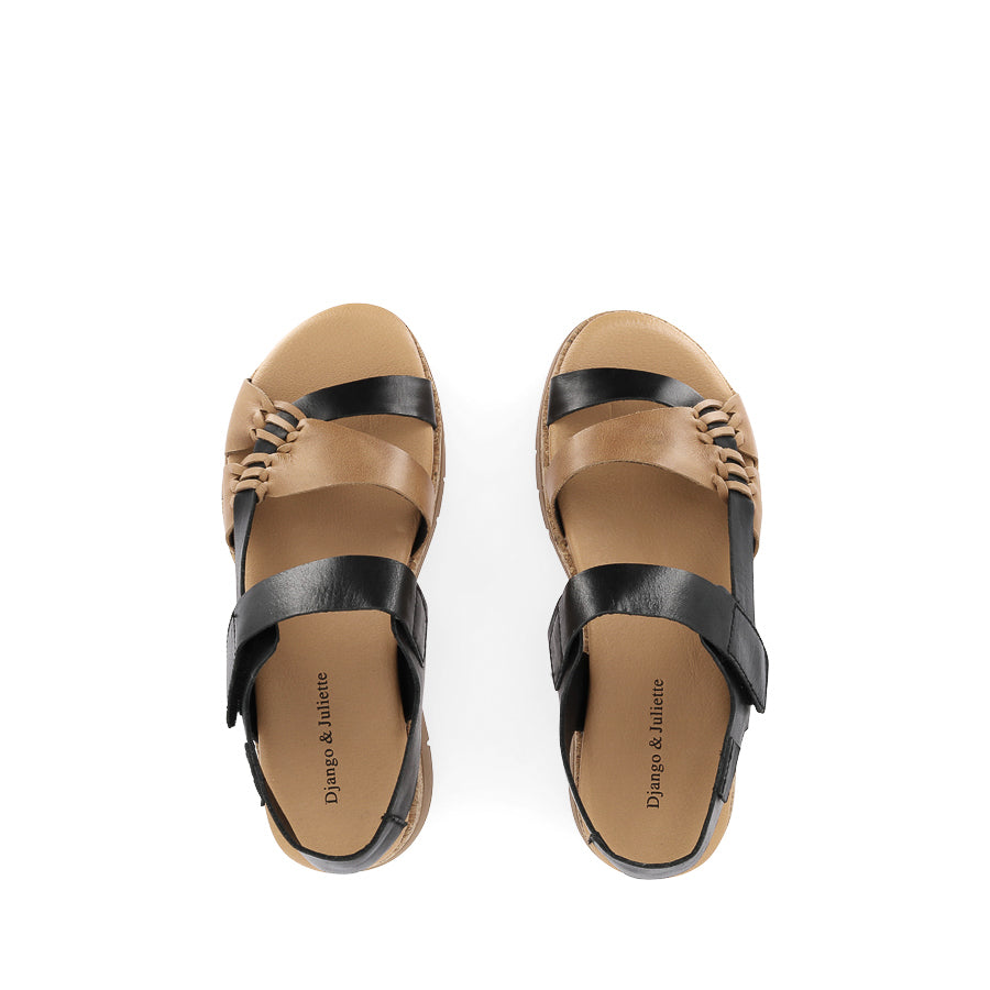 JAYEL - TAN BLACK LEATHER