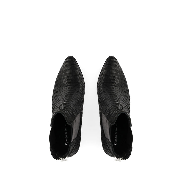 JENNIER - BLACK STRIPE/CUT LEATHER