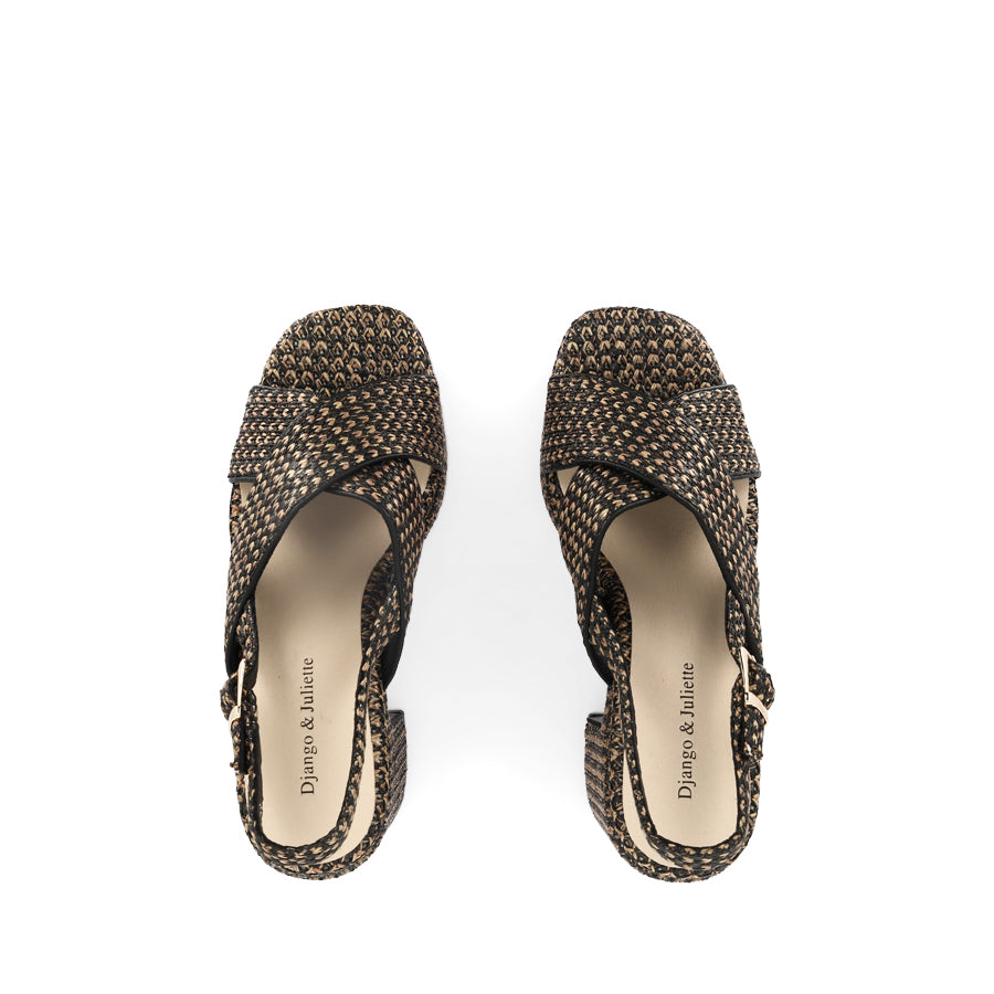 KIPPERS - BLACK/TAN RAFFIA