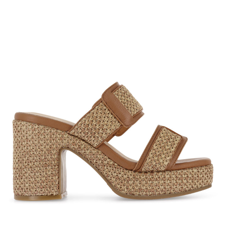 KYPER - NATURAL TAN RAFFIA/DARK TAN LEATHER