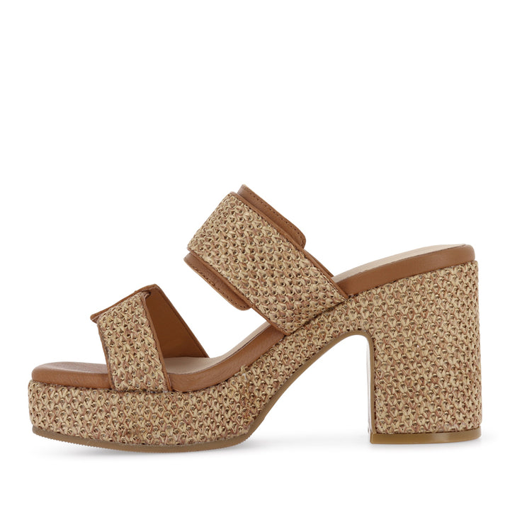 KYPER - NATURAL TAN RAFFIA/DARK TAN LEATHER