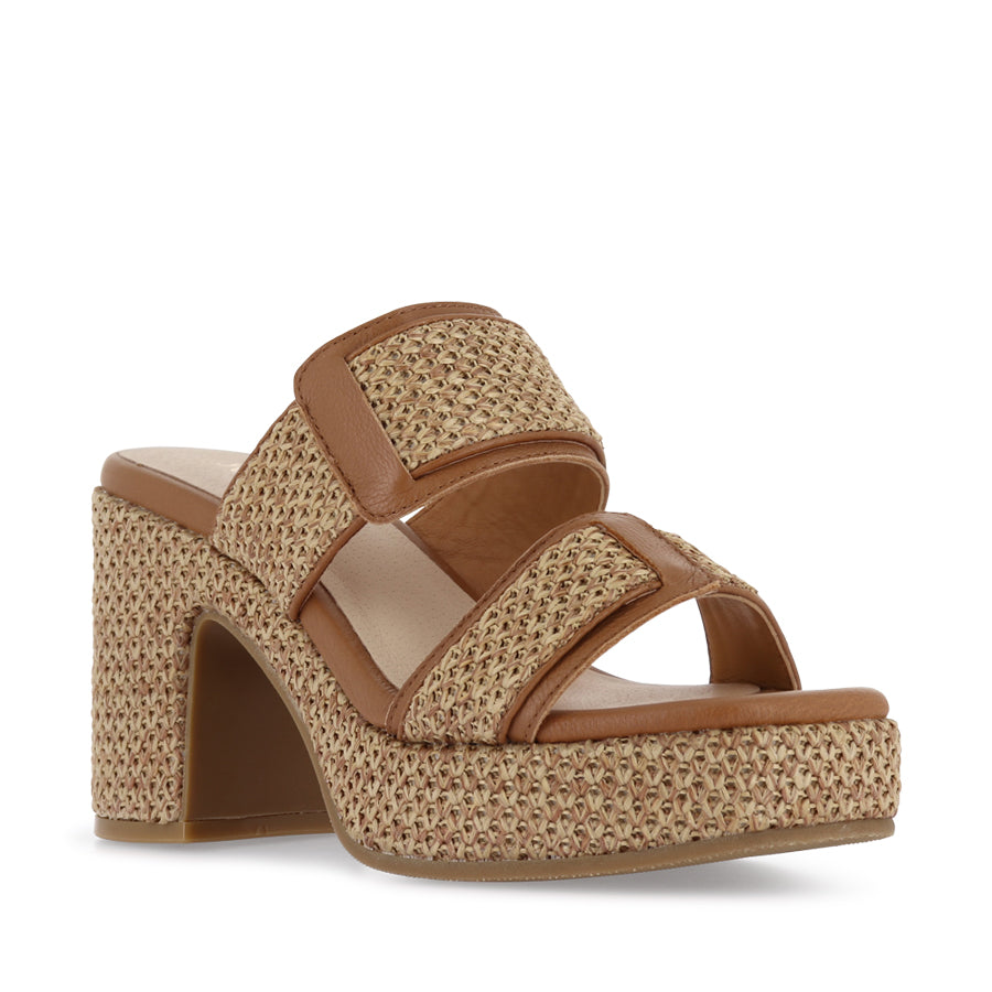 KYPER - NATURAL TAN RAFFIA/DARK TAN LEATHER