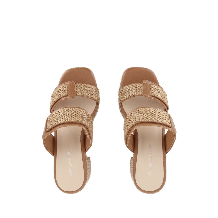 KYPER - NATURAL TAN RAFFIA/DARK TAN LEATHER