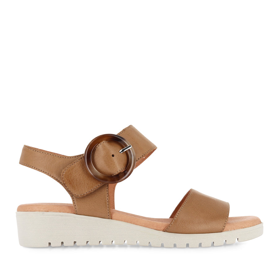 MANESSAY - DARK TAN LEATHER/ALMOND SOLE