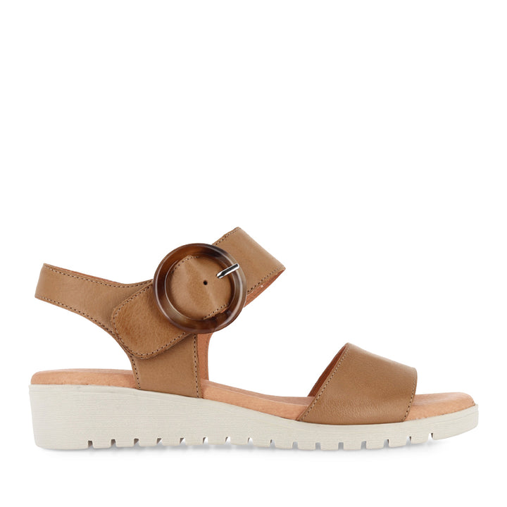 MANESSAY - DARK TAN LEATHER/ALMOND SOLE
