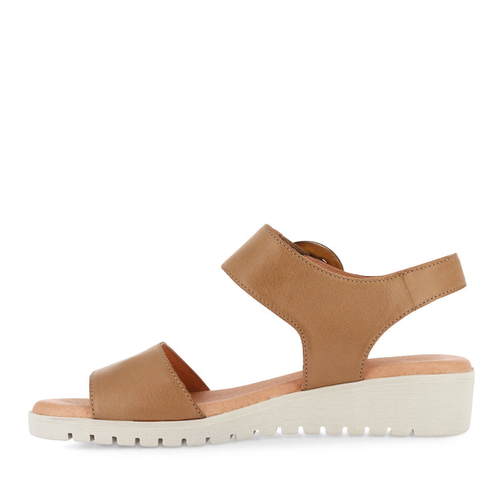 MANESSAY - DARK TAN LEATHER/ALMOND SOLE