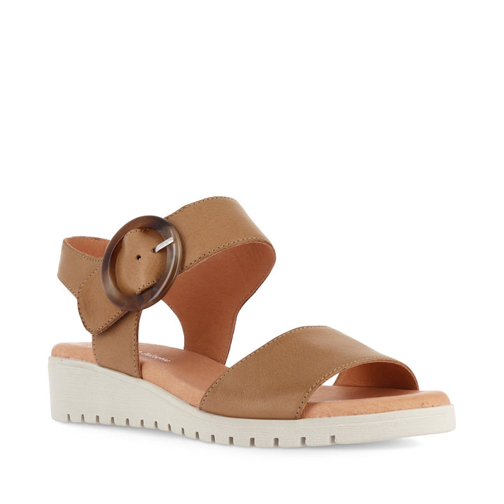 MANESSAY - DARK TAN LEATHER/ALMOND SOLE