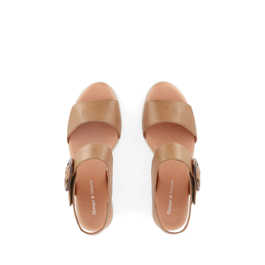 MANESSAY - DARK TAN LEATHER/ALMOND SOLE