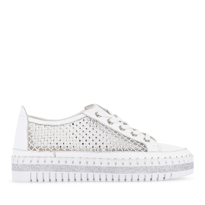 MAYSIE - WHITE LEATHER MESH