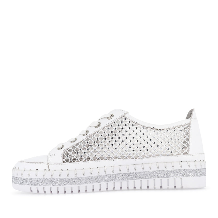 MAYSIE - WHITE LEATHER MESH