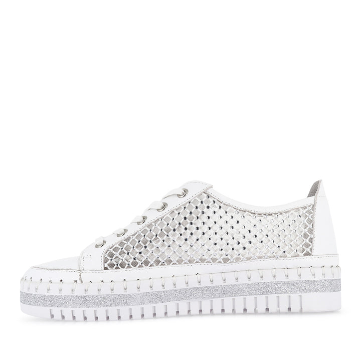MAYSIE - WHITE LEATHER MESH