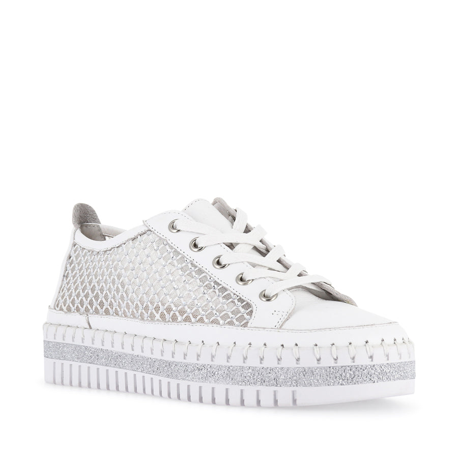 MAYSIE - WHITE LEATHER MESH