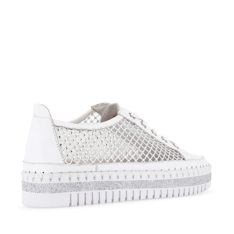 MAYSIE - WHITE LEATHER MESH