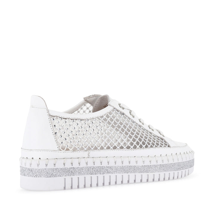 MAYSIE - WHITE LEATHER MESH