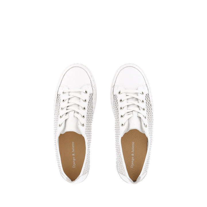 MAYSIE - WHITE LEATHER MESH