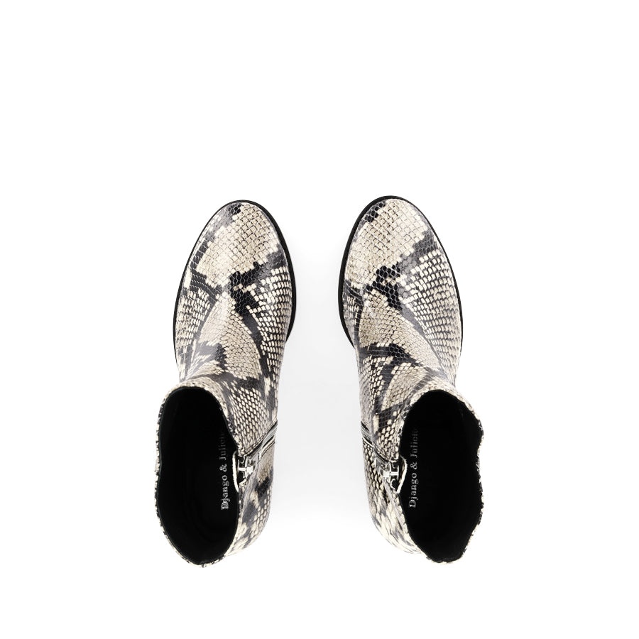 MOCKAS - BLACK/WHITE SNAKE LEATHER