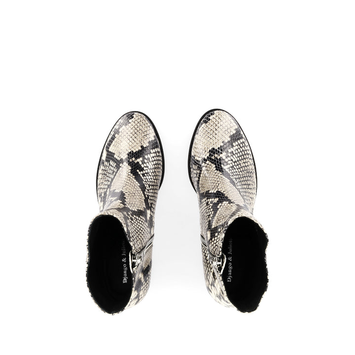 MOCKAS - BLACK/WHITE SNAKE LEATHER