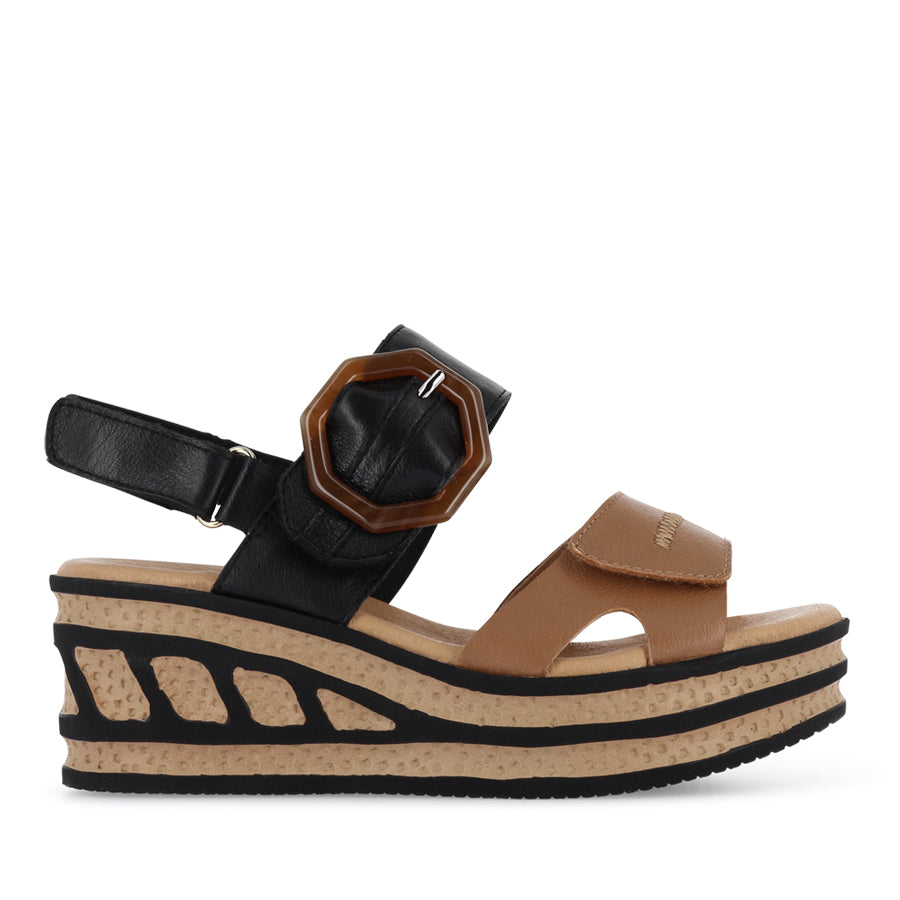 QUYLLA - DARK TAN BLACK LEATHER