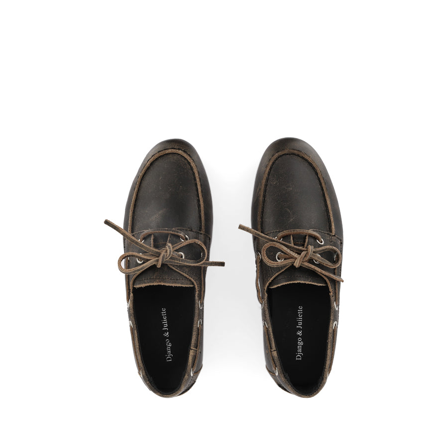 VAMBERS - BLACK-COGNAC RUB LEATHER