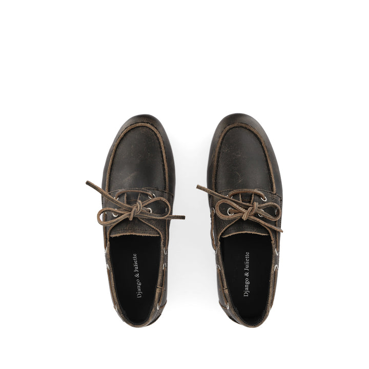 VAMBERS - BLACK-COGNAC RUB LEATHER