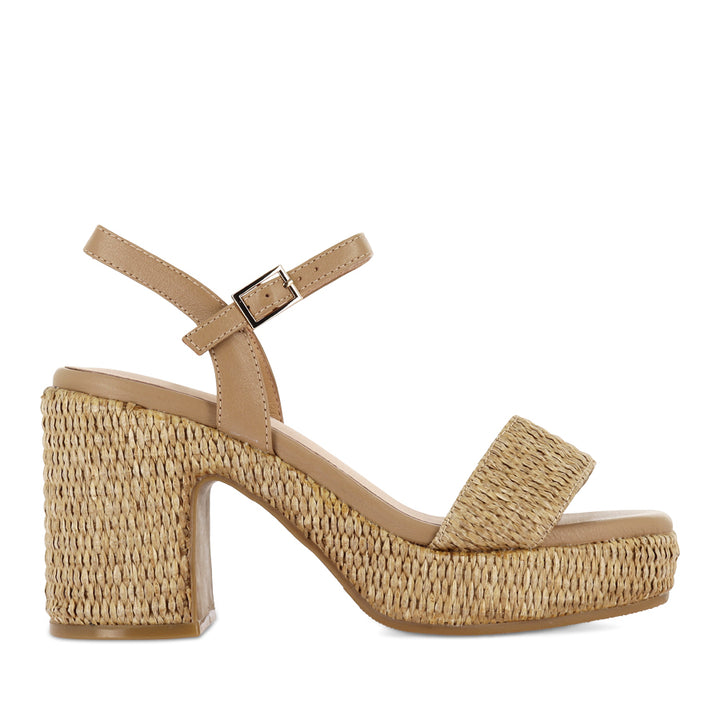 KONDRY - NATURAL RAFFIA CAMEL LEATHER