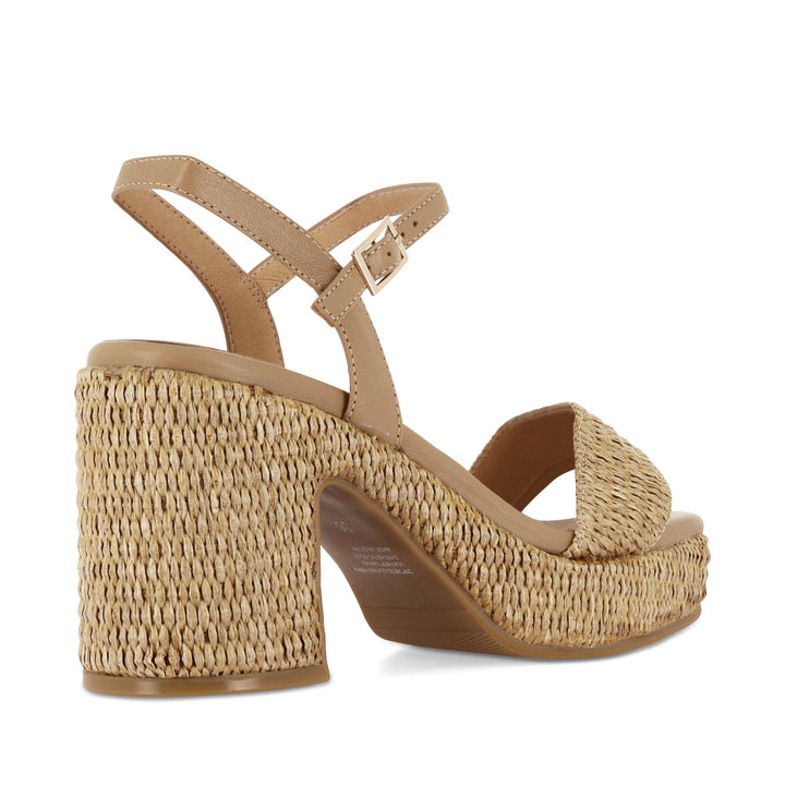 KONDRY - NATURAL RAFFIA CAMEL LEATHER