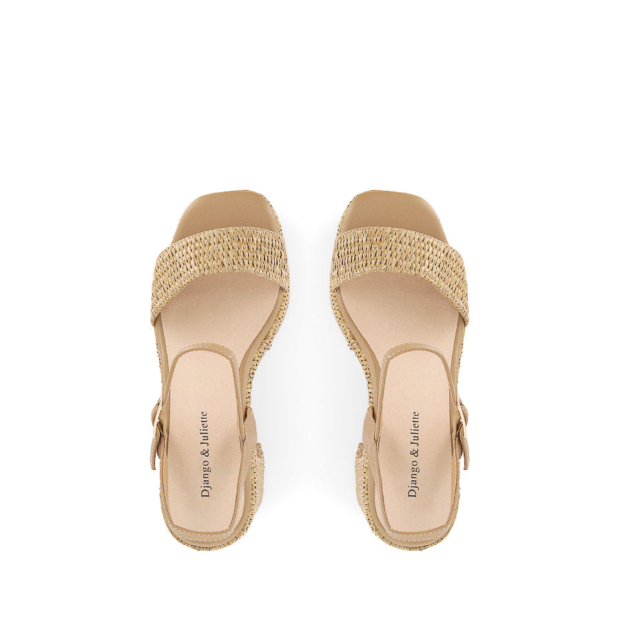 KONDRY - NATURAL RAFFIA CAMEL LEATHER