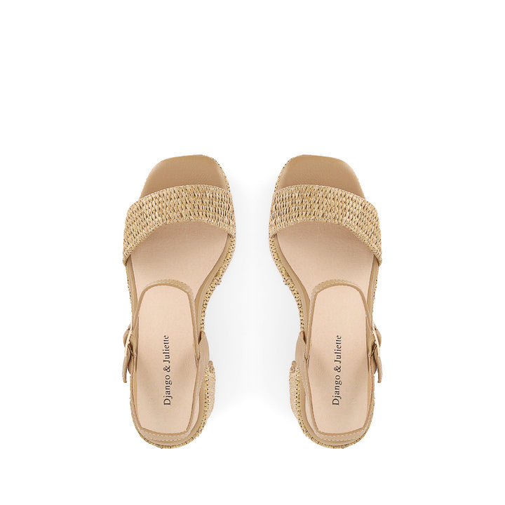 KONDRY - NATURAL RAFFIA CAMEL LEATHER