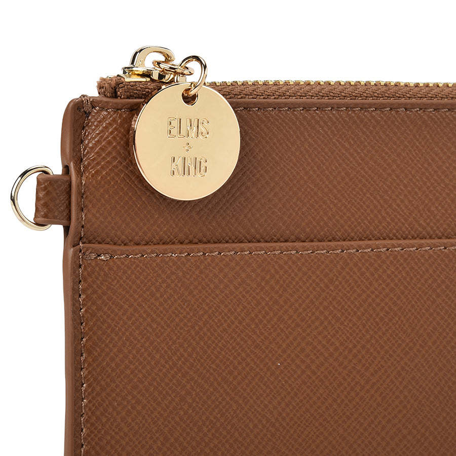 FLAT POUCH - TAN SAFFIANO
