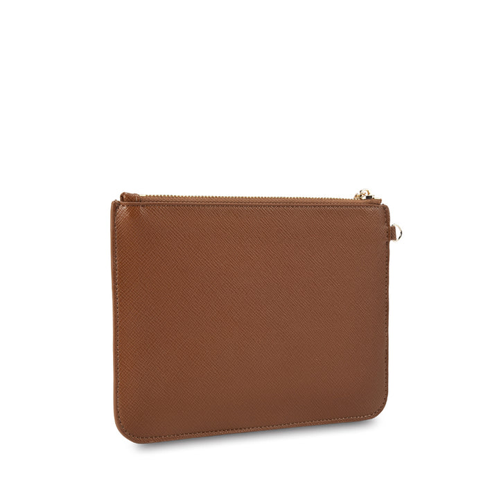 FLAT POUCH - TAN SAFFIANO