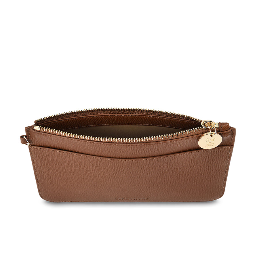 FLAT POUCH - TAN SAFFIANO