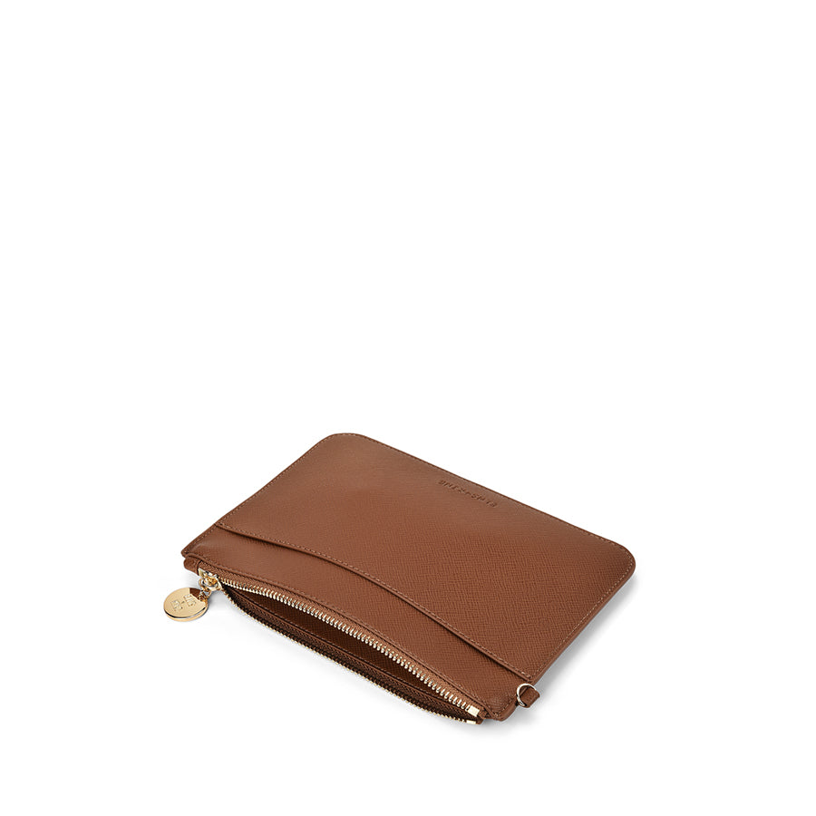 FLAT POUCH - TAN SAFFIANO