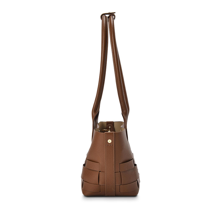 KENLEY EAST-WEST BAG - TAN SAFFIANO