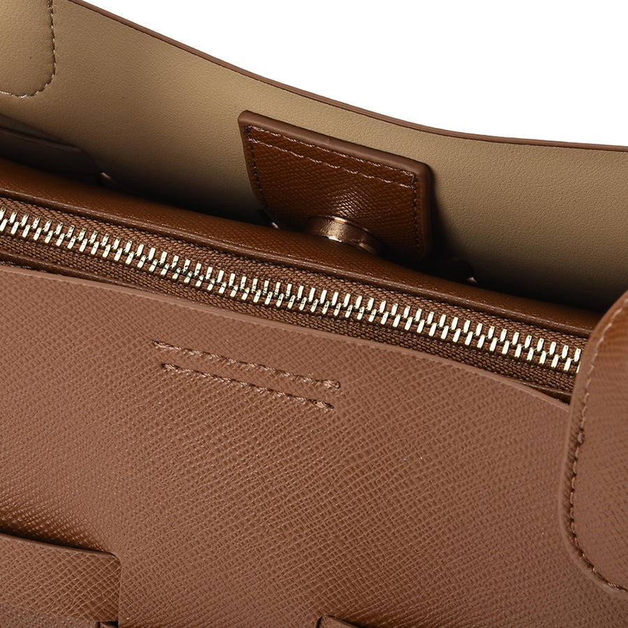 KENLEY EAST-WEST BAG - TAN SAFFIANO