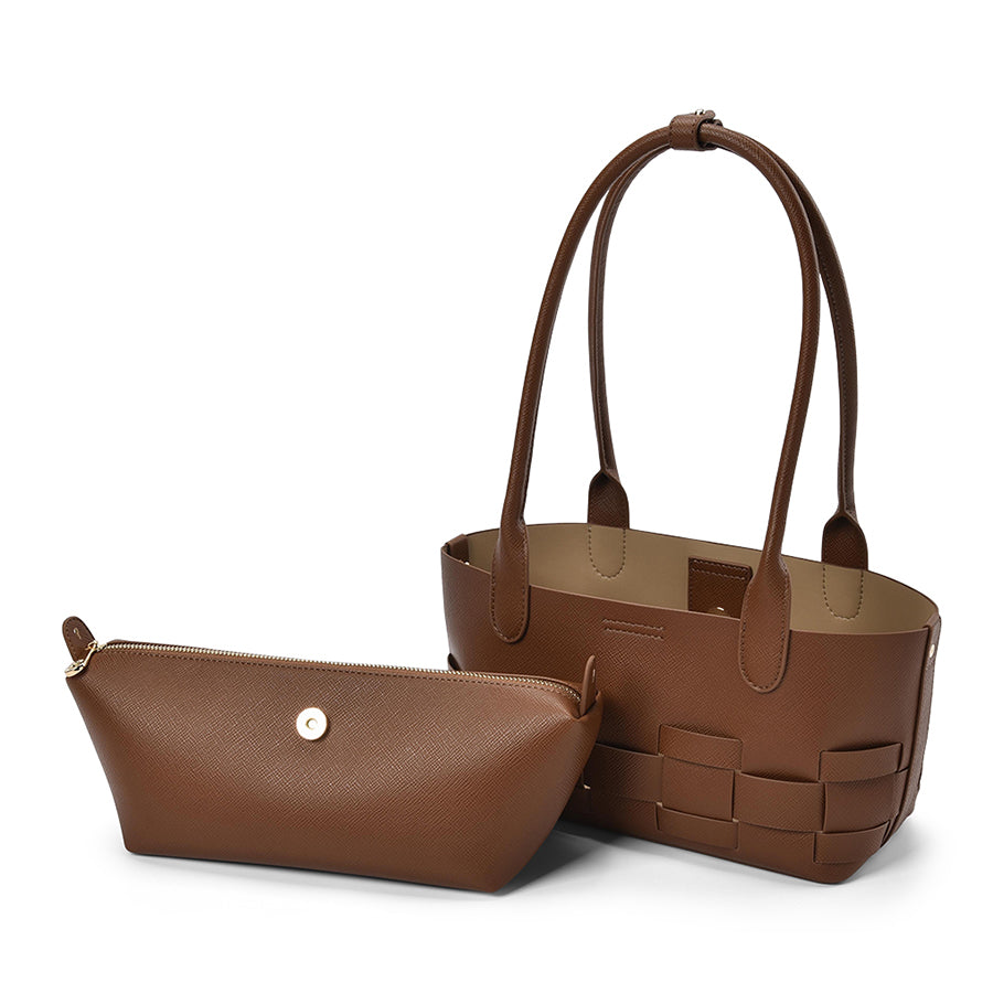 KENLEY EAST-WEST BAG - TAN SAFFIANO