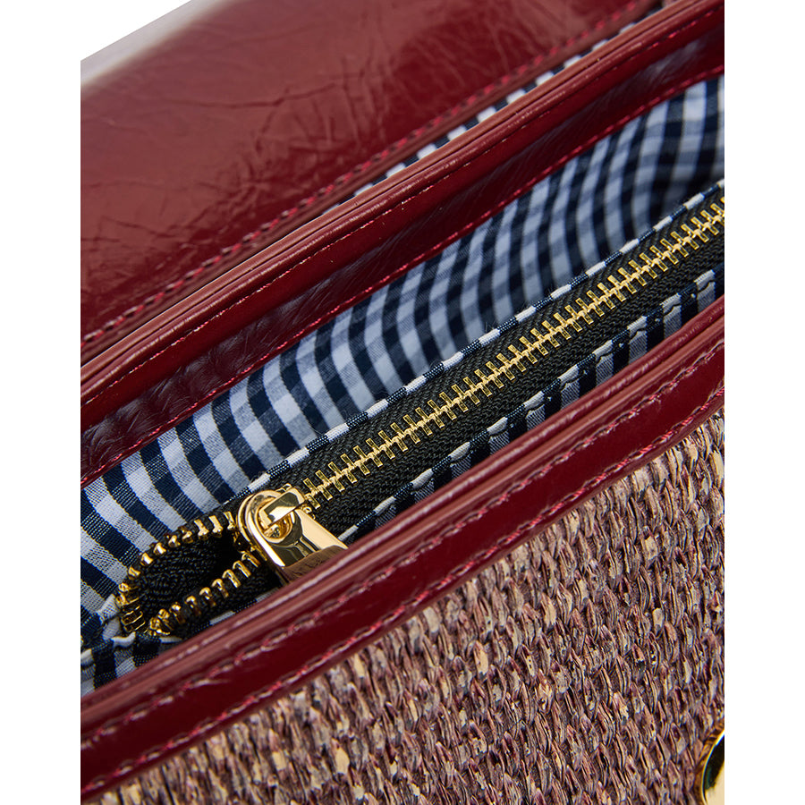 LUGANO CROSSBODY - BURGUNDY/COCO WEAVE