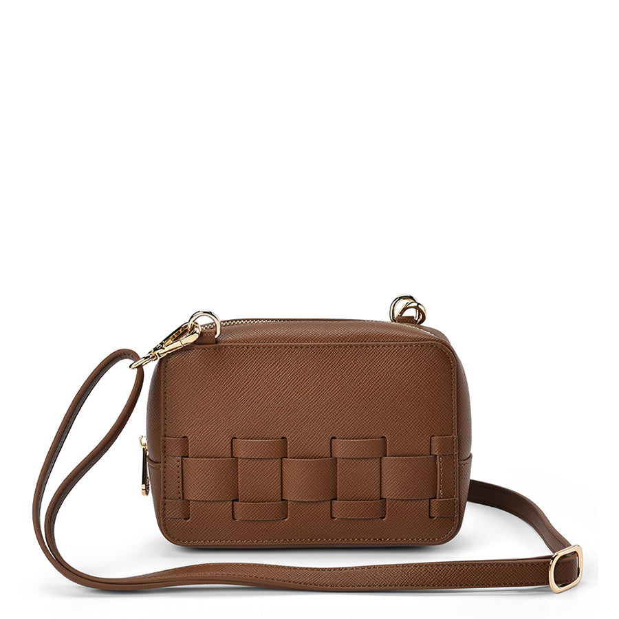 LONDON CROSSBODY - TAN SAFFIANO