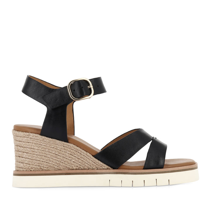 HAZY - BLACK LEATHER/NATURAL ROPE