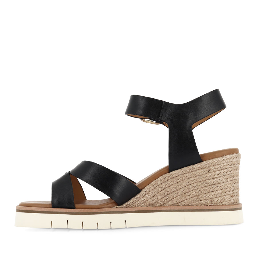 HAZY - BLACK LEATHER/NATURAL ROPE