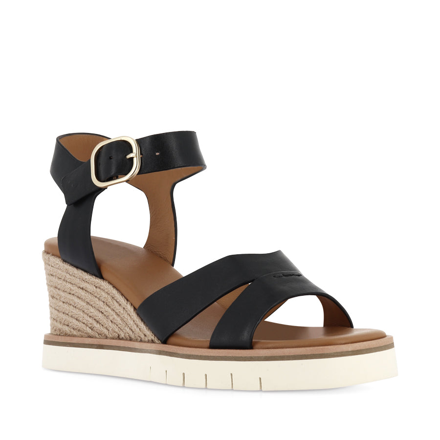 HAZY - BLACK LEATHER/NATURAL ROPE
