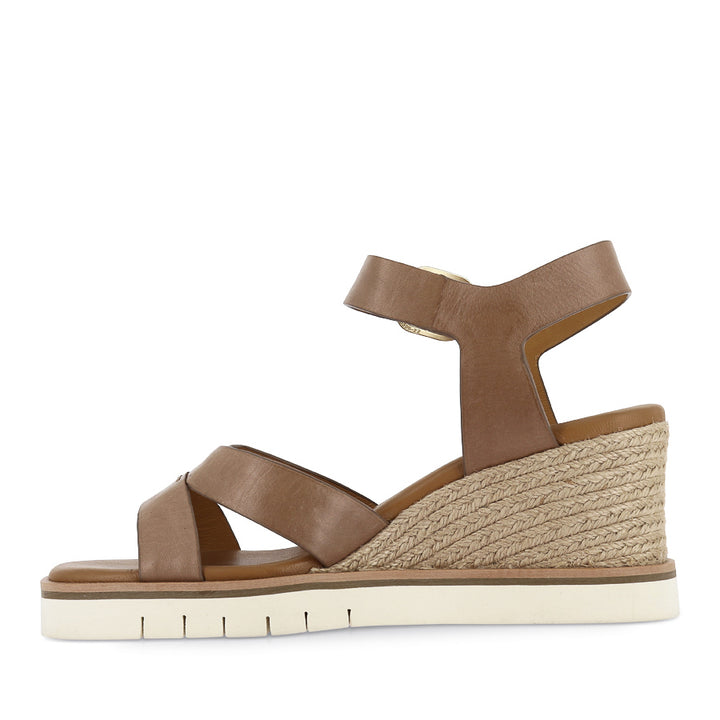 HAZY - PECAN LEATHER/NATURAL ROPE