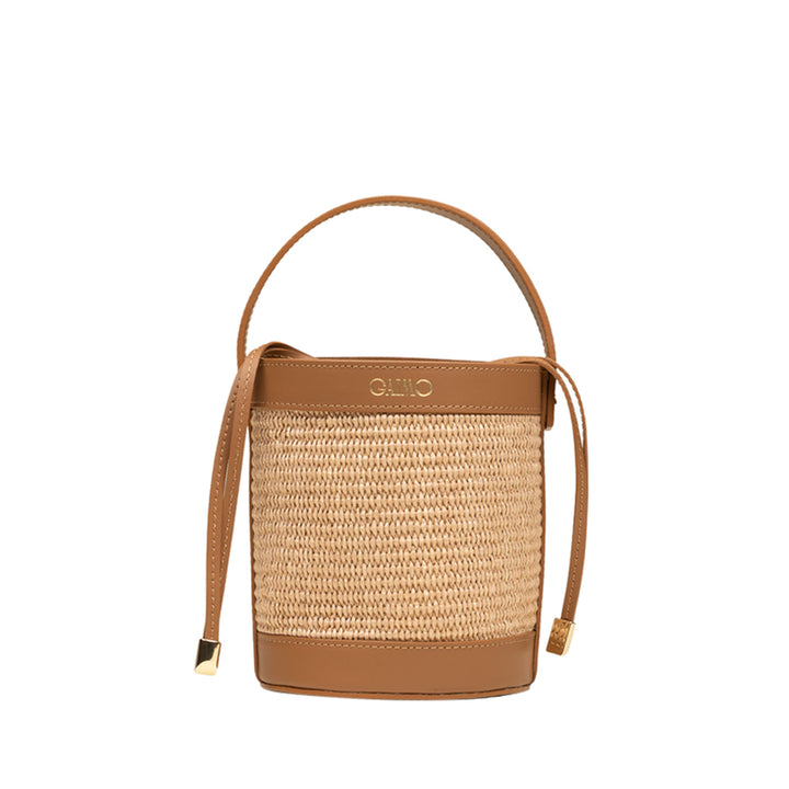 BOMBON - NATURAL RAFFIA TAN LEATHER