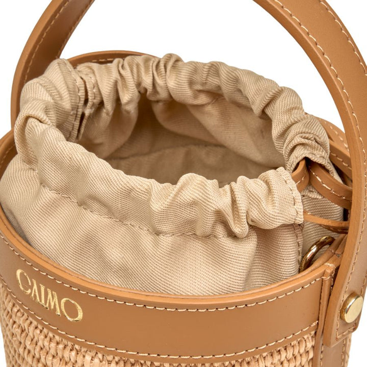 BOMBON - NATURAL RAFFIA TAN LEATHER