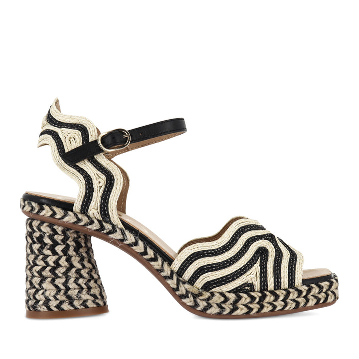 DANAE - WHITE/BLACK RAFFIA