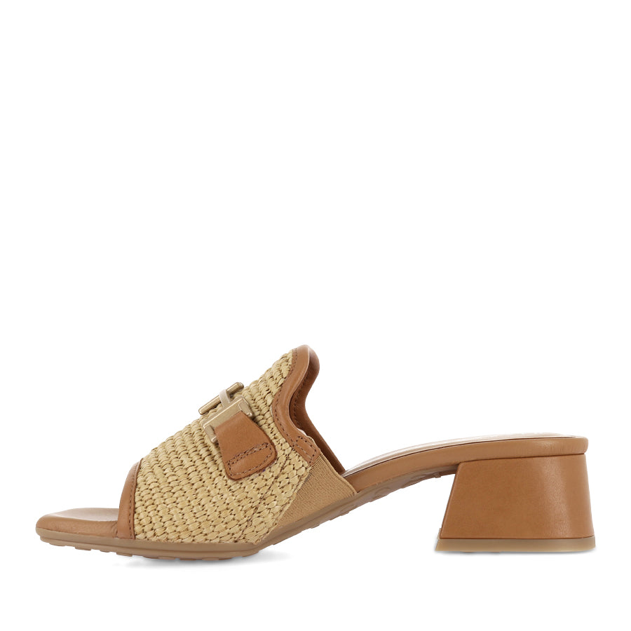 DOLLY - TAN LEATHER/NATURAL RAFFIA