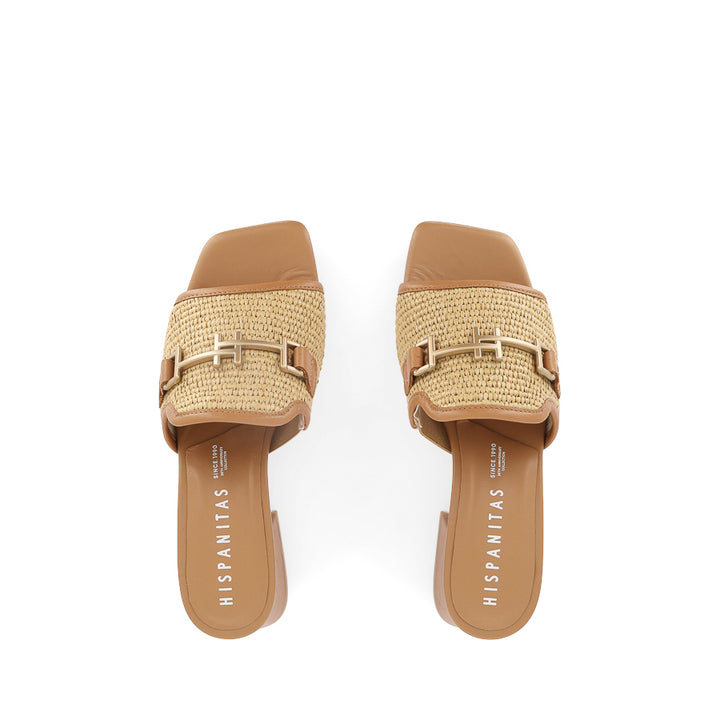 DOLLY - TAN LEATHER/NATURAL RAFFIA