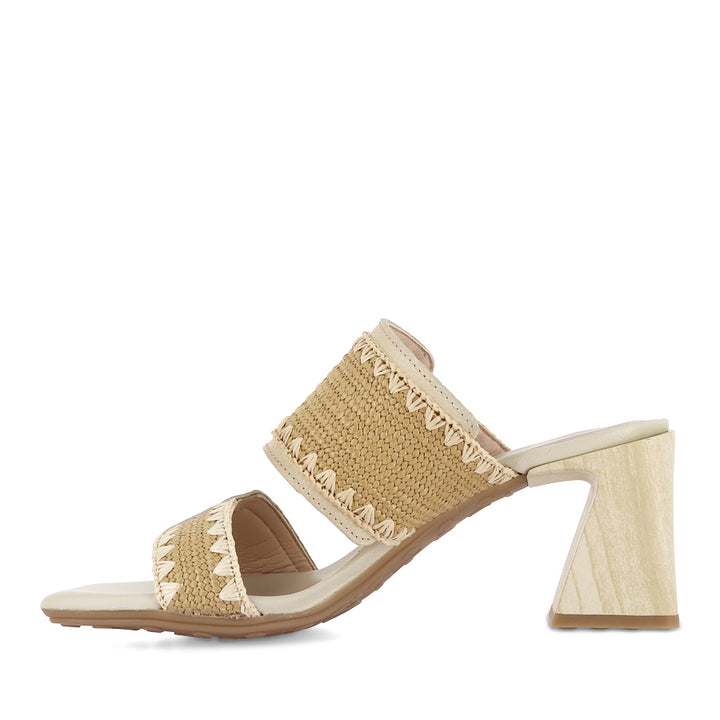 MIAMI - LATTE LEATHER / NATURAL RAFFIA